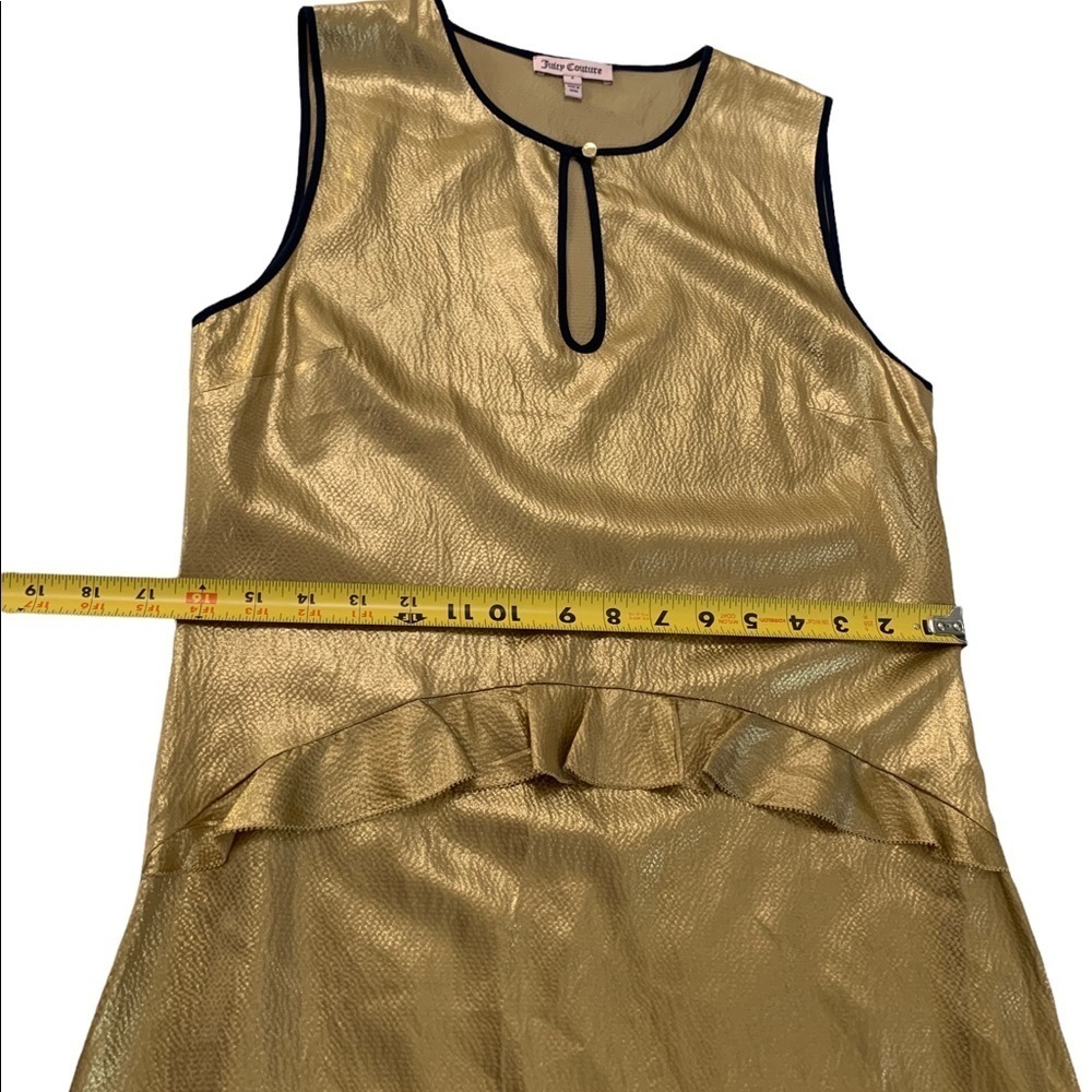 Juicy Couture 100% Silk Gold Ruffle Sleeve Dress Size 4 - Picture 14 of 16